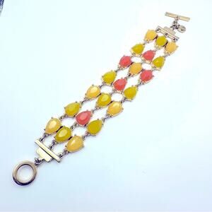 Talbots Bracelet Business Casual Office Chunky Gold tone Yellow Green Orange